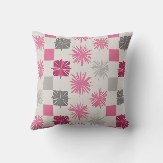 Roze en grijs geometrisch Starburst kussen (Achterkant)