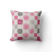 Roze en grijs geometrisch Starburst kussen