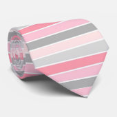 Roze en grijs gestreept stropdas (Opgerold)