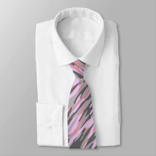 roze en grijs groene camouflage abstract stropdas (Gebonden)