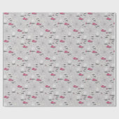 Roze en Grijs Halloween Schattige Cat Ghost Cadeaupapier (Vlak)