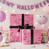 Roze en Grijs Halloween Schattige Cat Ghost Cadeaupapier