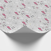 Roze en Grijs Halloween Schattige Cat Ghost Cadeaupapier (Hoek)