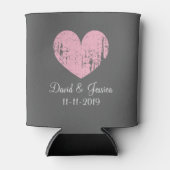  roze en grijs hart bruiloft koelboxxen blikjeskoeler (Voorkant)