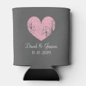  roze en grijs hart bruiloft koelboxxen blikjeskoeler (Achterkant)