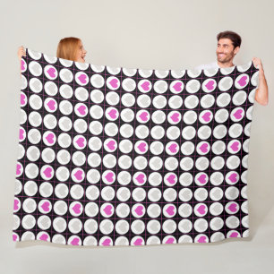 Roze en Grijs Hart Rasterpatroon Fleece Deken