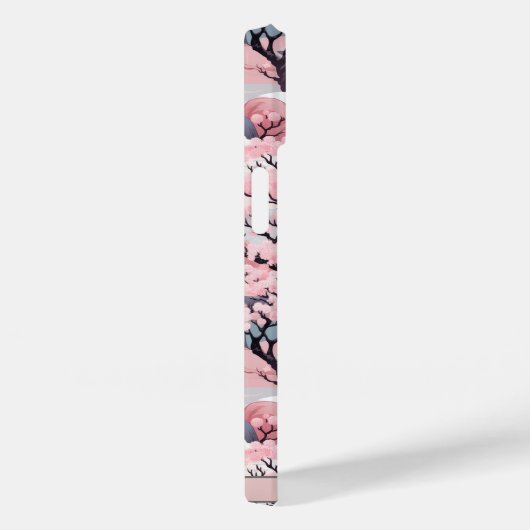 Roze en Grijs Japans landschap iPhone Case (Achterkant / Rechts)