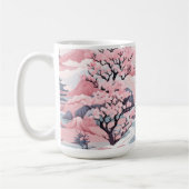 Roze en Grijs Japans landschap Mok (Links)