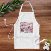 Roze en Grijs Japans landschap Schort