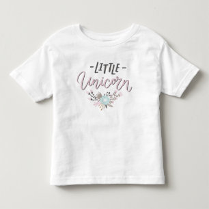 Roze en grijs Kleine Eenhoorn Hand Geletterde Bloe Kinder Shirts