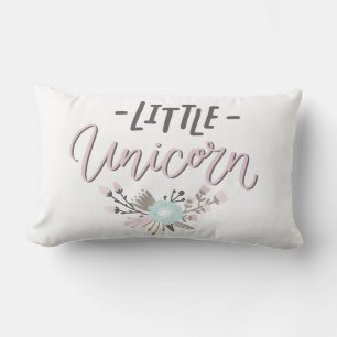 Roze en grijs Kleine Eenhoorn Hand Geletterde Bloe Kussen