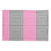 Roze en Grijs Kussen Hoesje met Geometrisch Patroo Kussensloop (Achterkant)