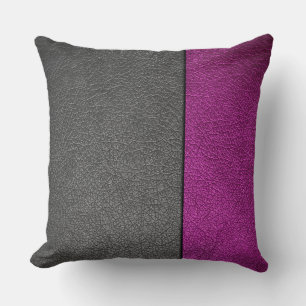 Roze en grijs leder kussen
