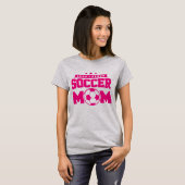 Roze en Grijs Loud Trots Voetbal Moeder T-shirt (Voorkant volledig)