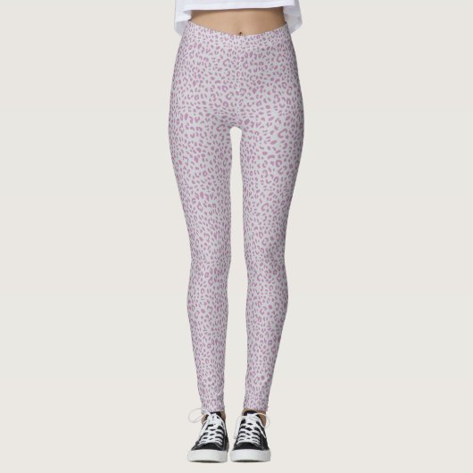 Roze en Grijs Luipaard Print Leggings (Voorkant)