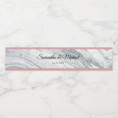 Roze en Grijs Marmer Elegant Bruiloft Waterfles Etiket (Enkel label)