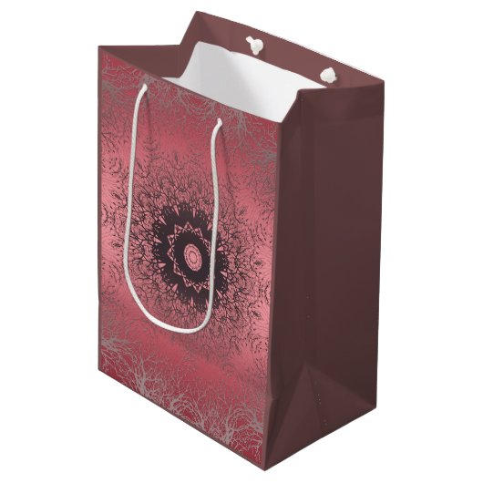 roze en grijs, medium cadeauzakje (Voorkant Gekanteld)