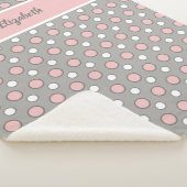 Roze en grijs met poolpunten en naam sherpa deken (3/4)