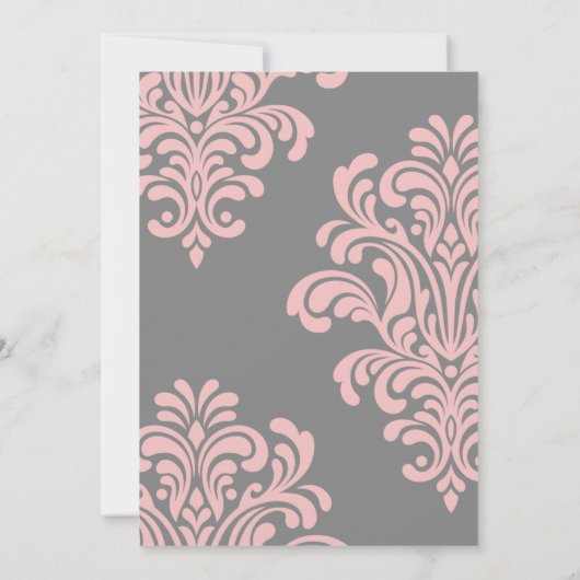 Roze en grijs Modern Damask Kaart (Achterkant)
