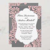 Roze en grijs Modern Damask Kaart (Voorkant / Achterkant)