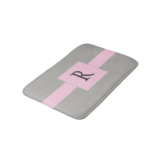  roze en grijs monogram badmat (Gekanteld)