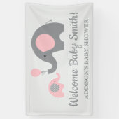 Roze en Grijs Olifant Baby shower Banner Poster (Verticaal)