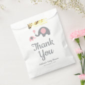 Roze en Grijs Olifant Baby shower Favor Bags Bedankzakje (Gezegeld)