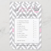 Roze en grijs olifant Baby shower - Raad eens de p (Voorkant / Achterkant)