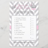 Roze en grijs olifant Baby shower - Raad eens de p (Voorkant)