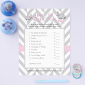 Roze en grijs olifant Baby shower - Raad eens de p Flyer (Enkel)