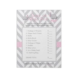 Roze en grijs olifant Baby shower - Raad eens de p Notitieblok