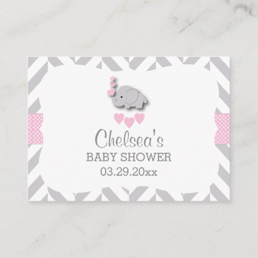 Roze en Grijs Olifant Baby shower - RSVP Email Informatiekaartje (Achterkant)