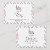 Roze en Grijs Olifant Baby shower - RSVP Email Informatiekaartje (Voorkant / Achterkant)