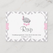 Roze en Grijs Olifant Baby shower - RSVP Email Informatiekaartje (Voorkant)