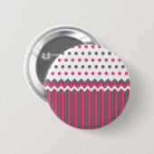 Roze en grijs patroon ronde button 5,7 cm (Voorkant /achterkant)
