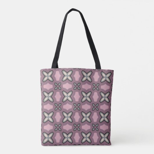 Roze en grijs patroonontwerp tote bag (Achterkant)