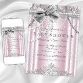 Roze en grijs Pearl Girly Baby shower Kaart