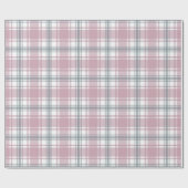Roze en Grijs Plaid Gift Wrap Cadeaupapier (Vlak)