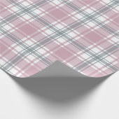 Roze en Grijs Plaid Gift Wrap Cadeaupapier (Hoek)