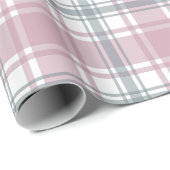 Roze en Grijs Plaid Gift Wrap Cadeaupapier (Rol Hoek)