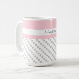 Roze en grijs, Polka Dots, op maat gemaakt Koffiemok