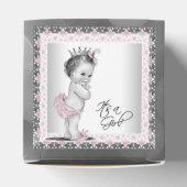 Roze en Grijs Princess Baby shower Bedankdoosjes (Bovenkant)