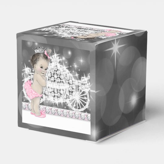 Roze en Grijs Prinses Baby shower Bedankdoosjes (Achterkant)