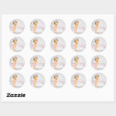 Roze en Grijs Prinses Doop Ronde Sticker (Vel)