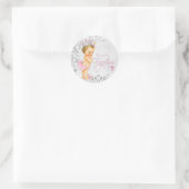Roze en Grijs Prinses Doop Ronde Sticker (Tas)