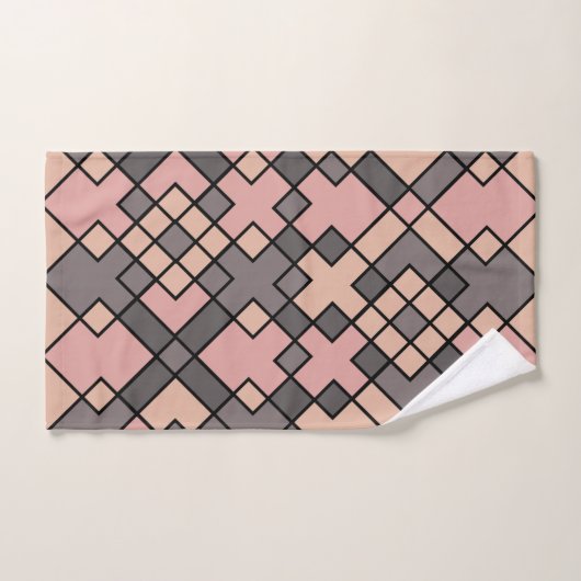 roze en grijs rechthoekig patroon bad handdoek (Handdoek)
