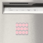 Roze en Grijs, Retro Geometrisch Zigzag Patroon. Magneet (Insitu (Vaatwasser))