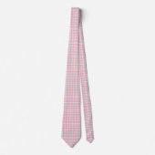 Roze en Grijs Retro Plaid Design Stropdas (Voorkant)