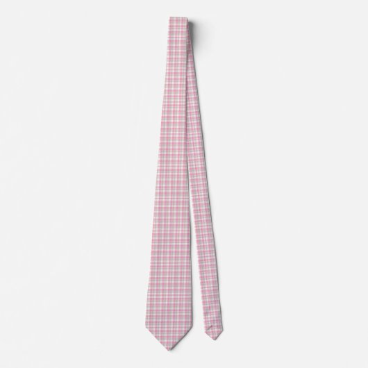 Roze en Grijs Retro Plaid Design Stropdas (Voorkant)