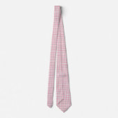 Roze en Grijs Retro Plaid Design Stropdas (Achterkant)